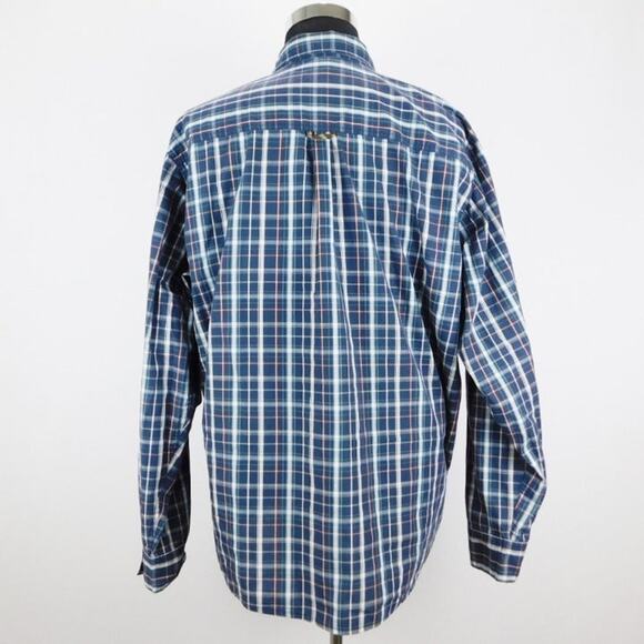 Wrangler Blue Checkered Cotton Blend Long Sleeve Button Mens XXL Shirt - Picture 3 of 8